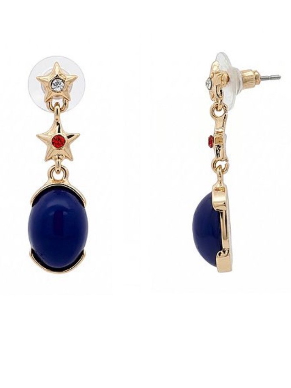 Emberly Gold Tone Glass Stone Multi Star Drop Earrings (NWT)